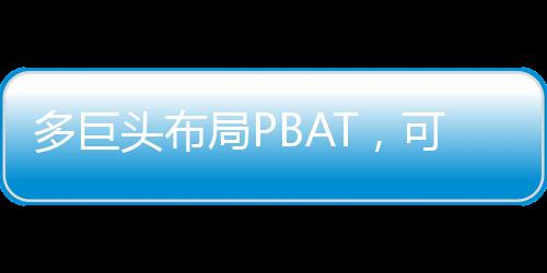 多巨头布局PBAT,可降解生态呈新局面